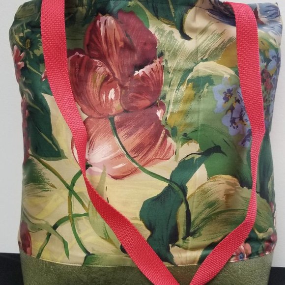 Handmade Green Floral Tote Bag - Picture 5 of 6
